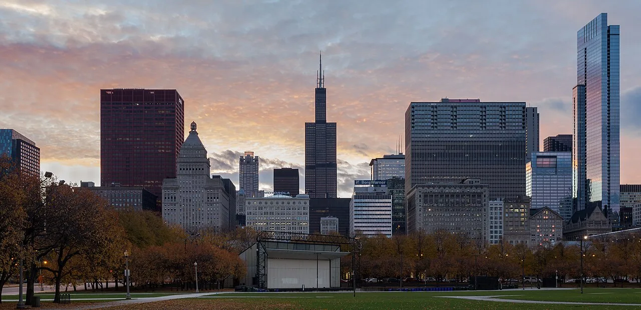 Chicago skyline seen across the river