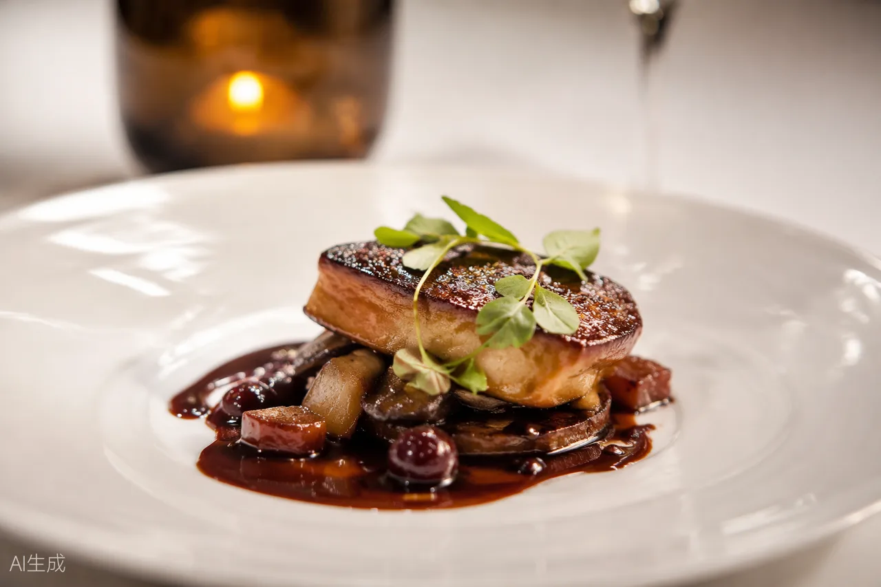 French dish in the style of Alex Dilling at Hotel Café Royal, London (AI-generated illustration)