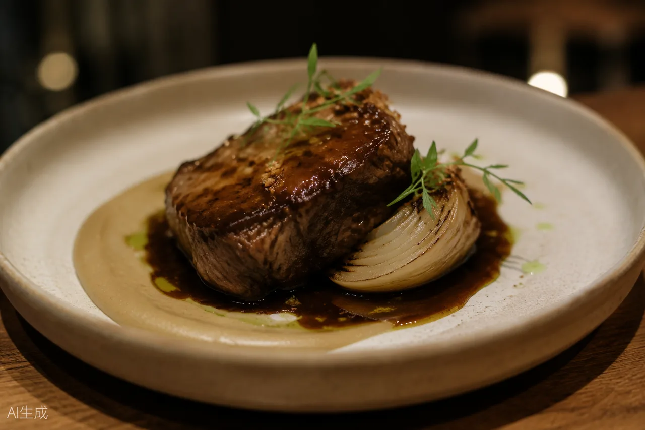 Contemporary American dish in the style of Barley Swine, Austin (AI-generated illustration)