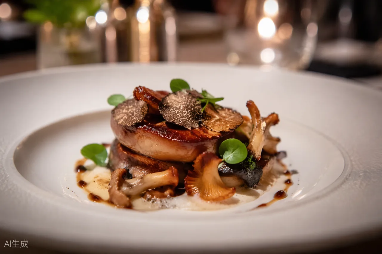 French dish in the style of Bonheur by Matt Abé, London (AI-generated illustration)
