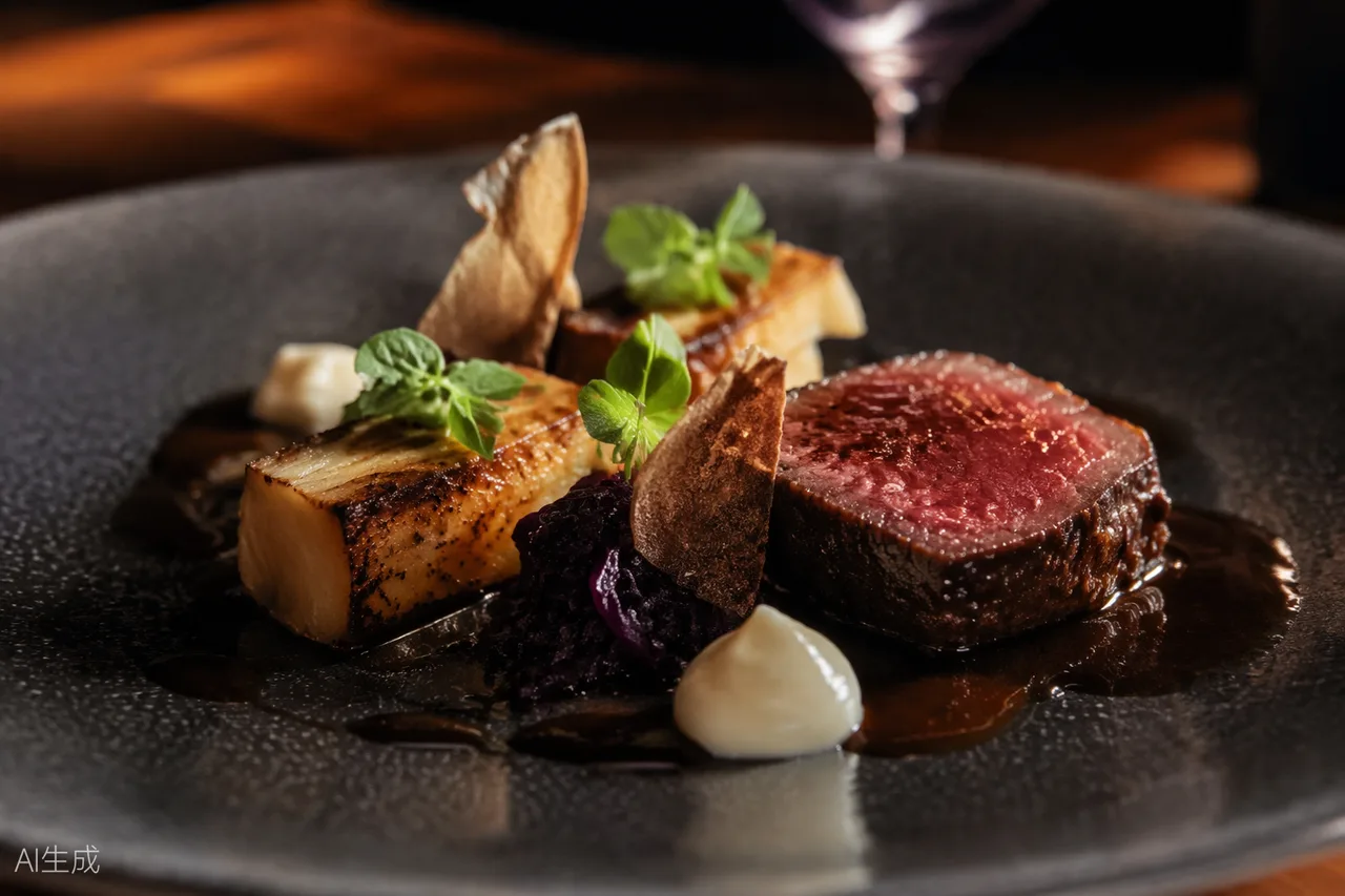 Modern Scottish dish in the style of Cail Bruich, Glasgow (AI-generated illustration)