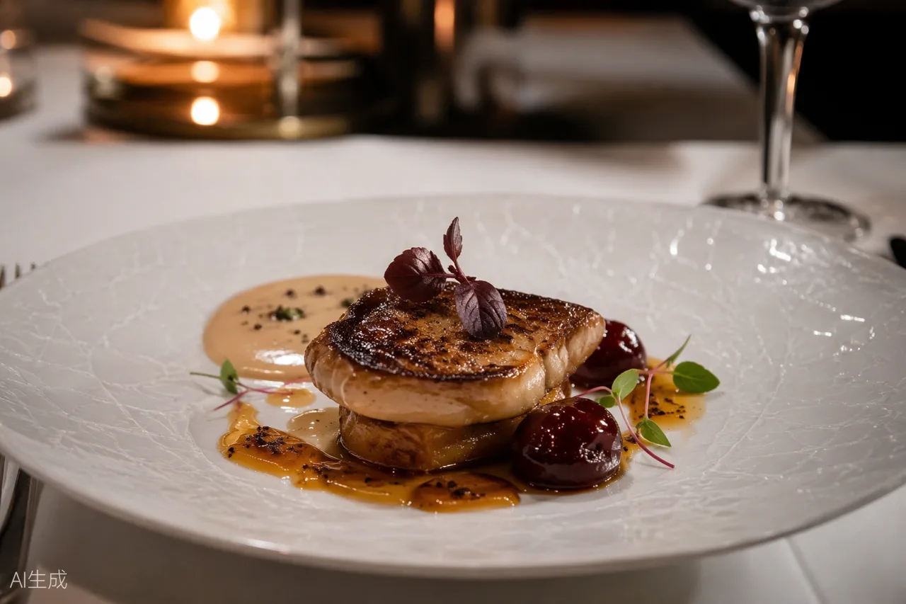 French dish in the style of David Toutain, Paris (AI-generated illustration)