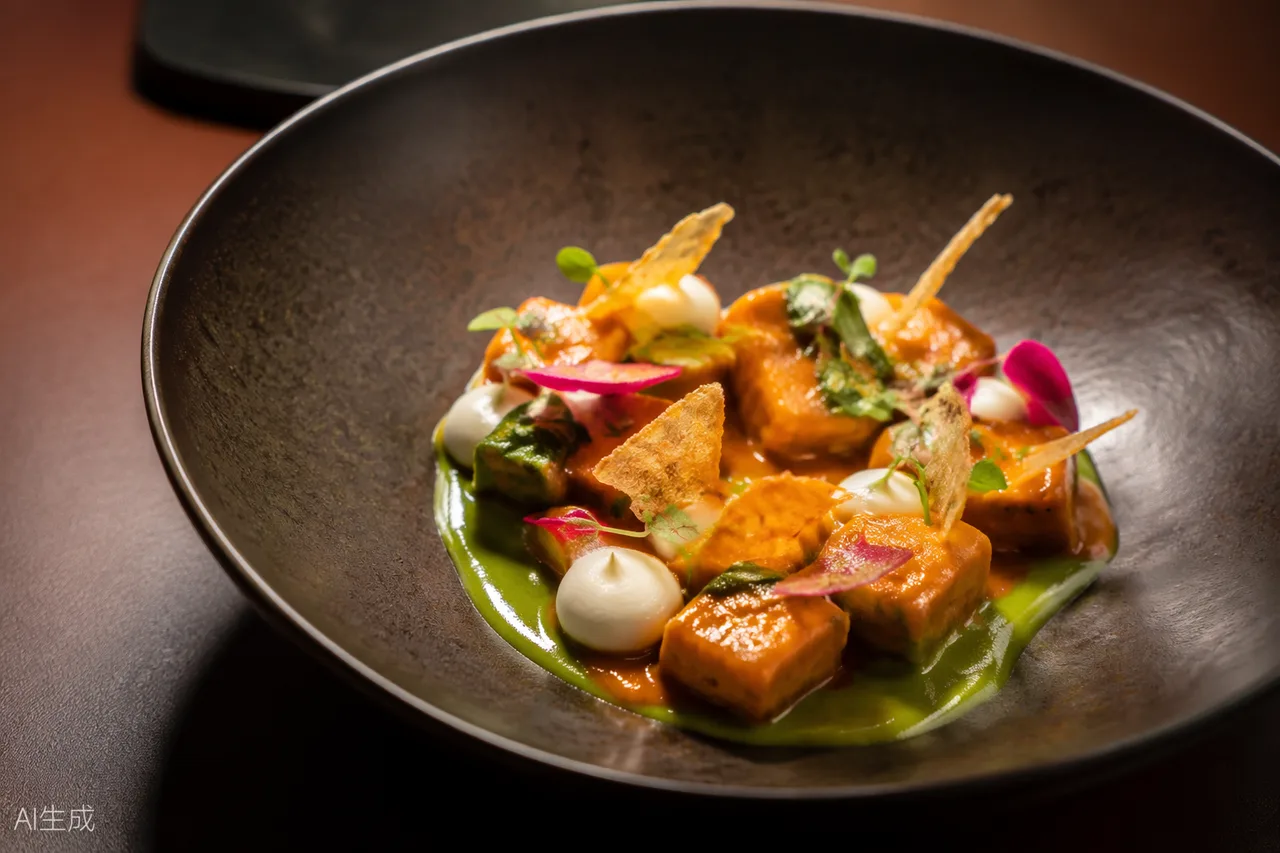 Indian dish in the style of Gymkhana, London (AI-generated illustration)