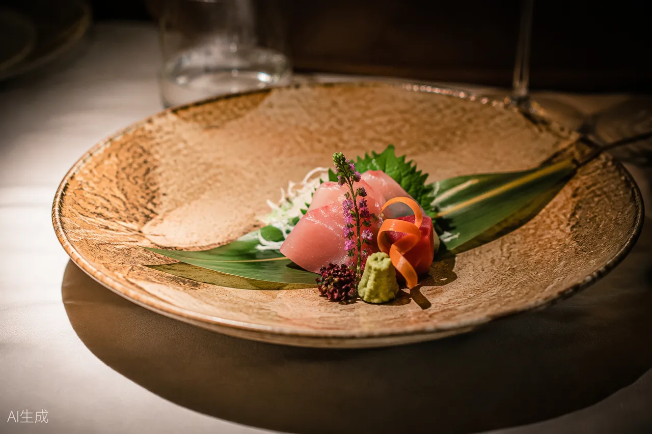 Japanese dish in the style of Hakuba, Paris (AI-generated illustration)