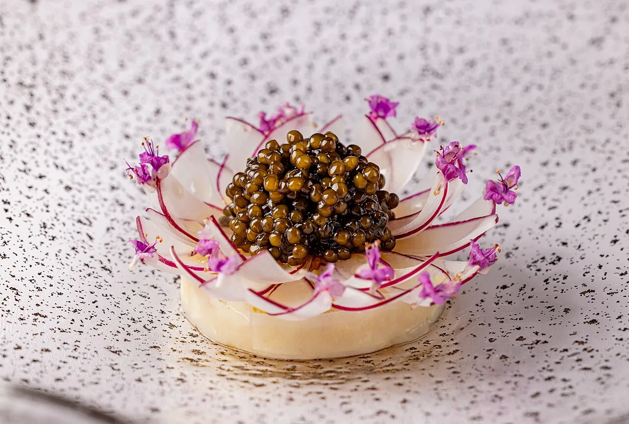 Caviar dish at Hélène Darroze at The Connaught, London
