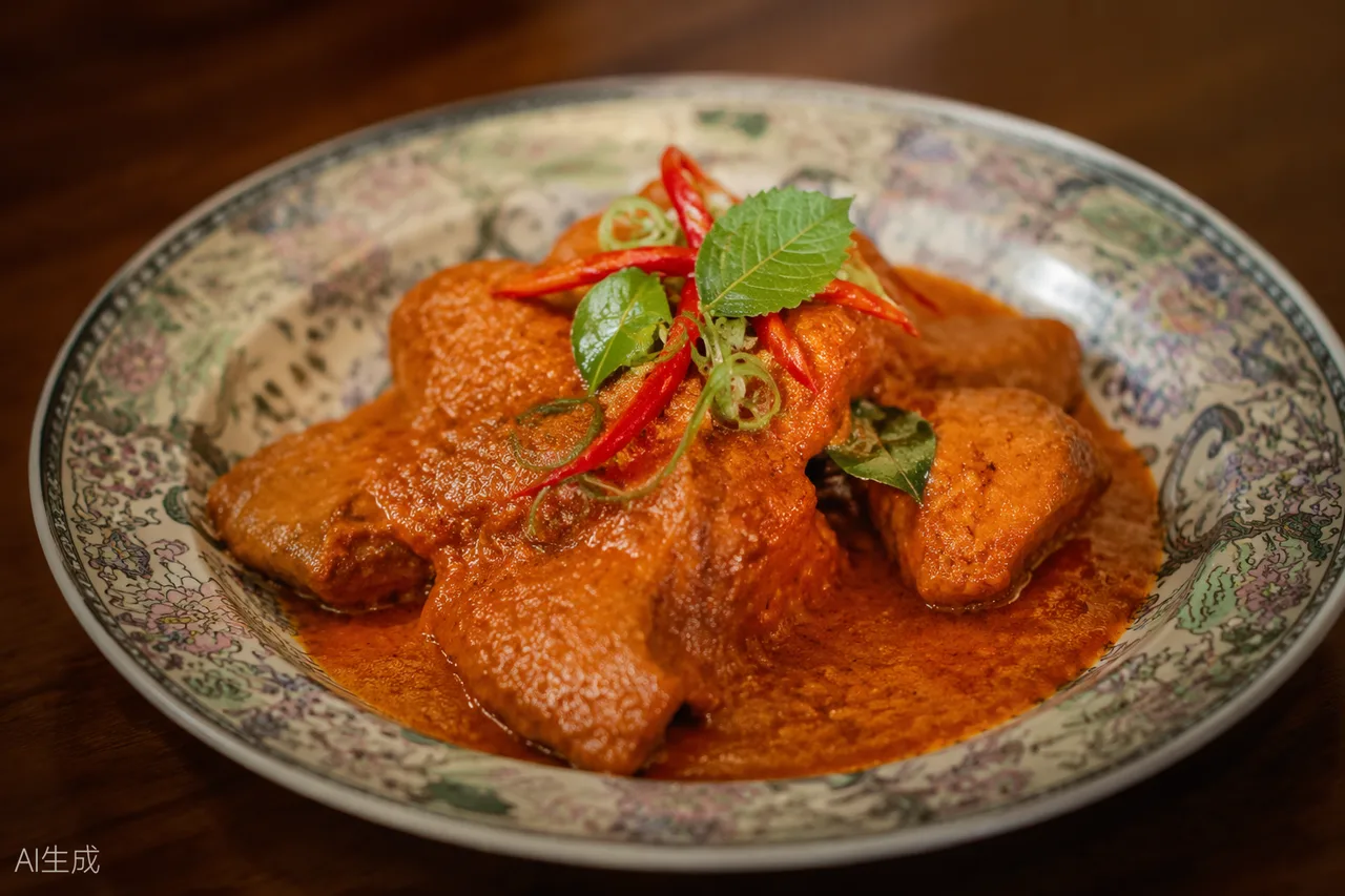 Peranakan dish in the style of Lama, Kuala Lumpur (AI-generated illustration)