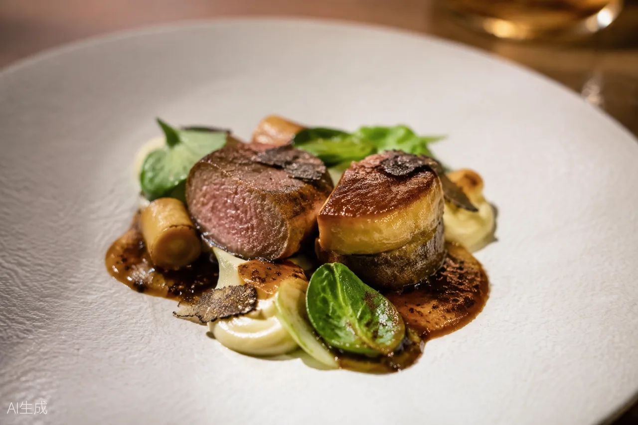 French dish in the style of L'Osier, Tokyo (AI-generated illustration)