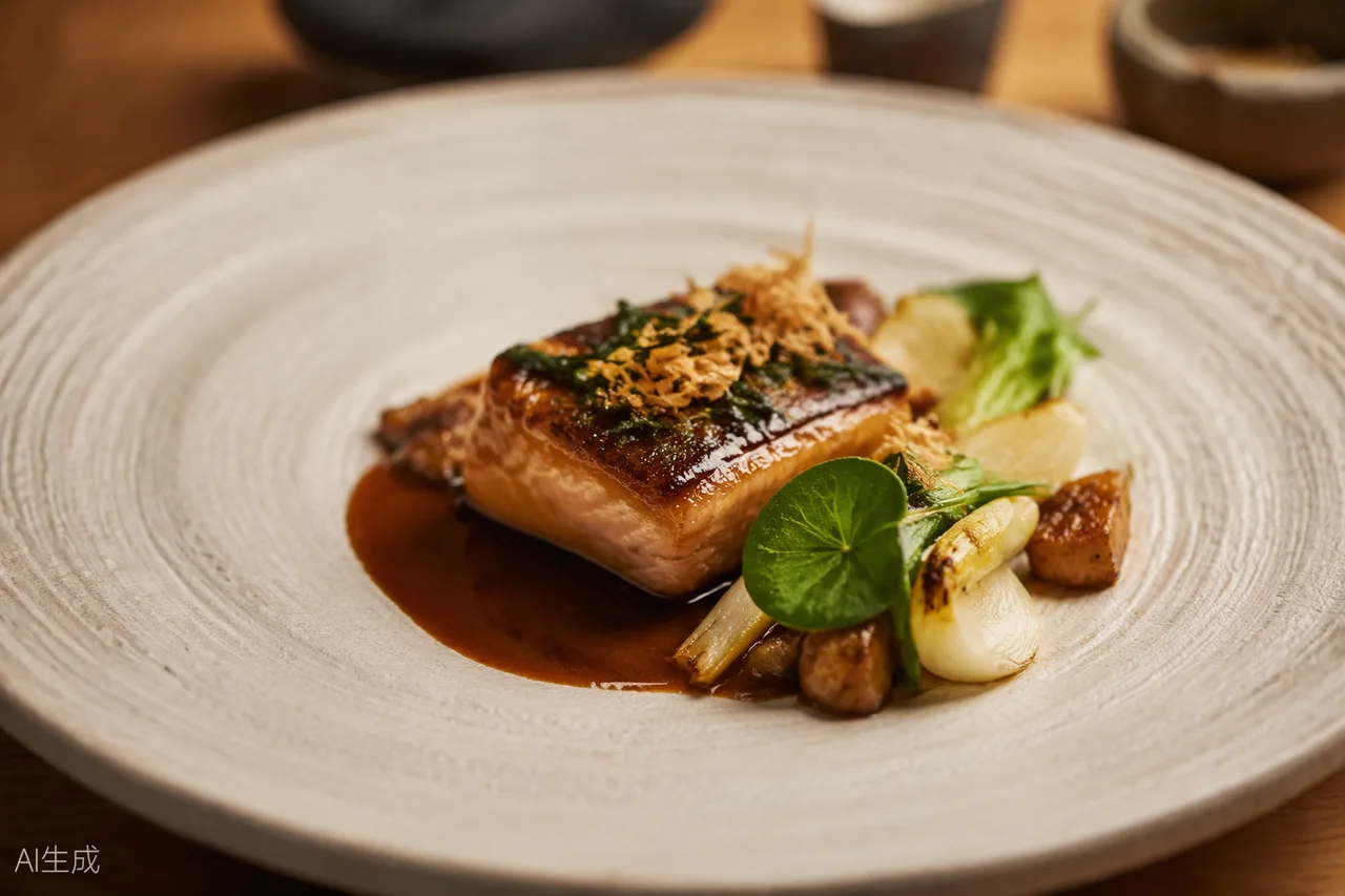 Modern British dish in the style of Mana, Manchester (AI-generated illustration)