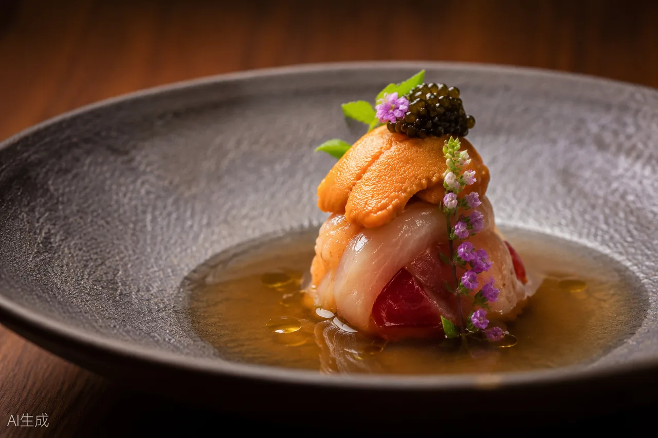 Japanese dish in the style of Masa, New York (AI-generated illustration)