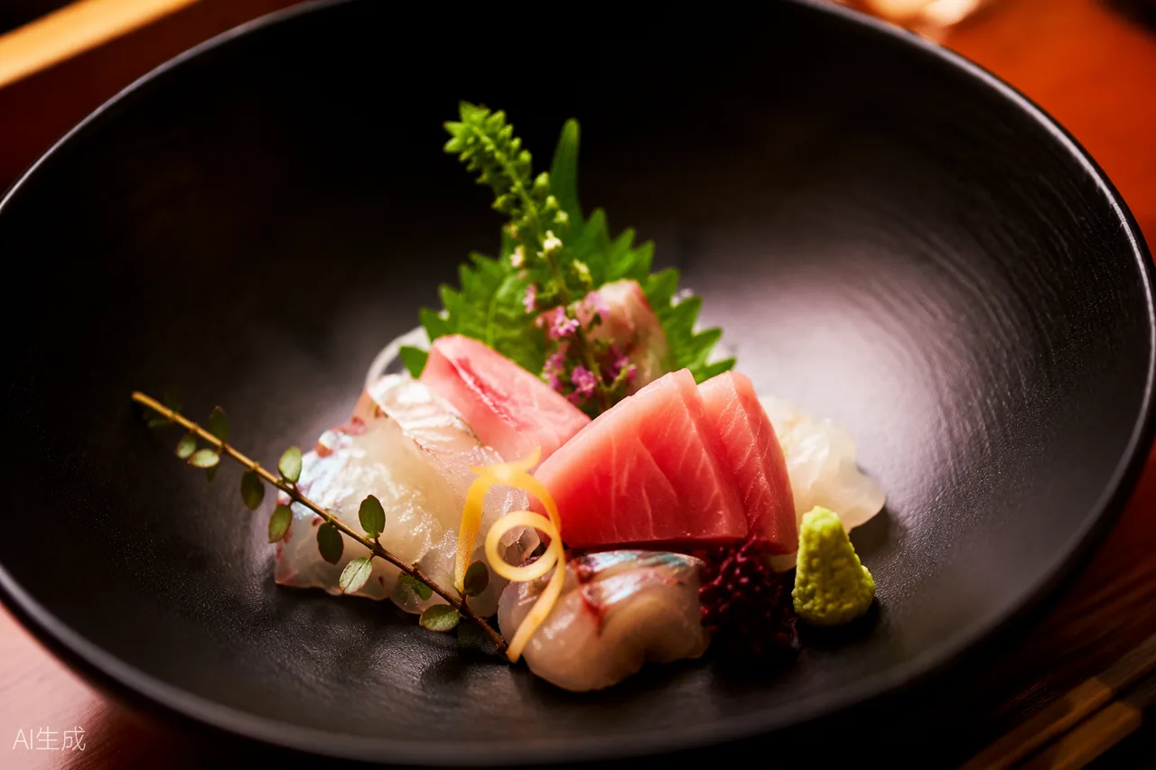 Japanese dish in the style of Myojaku, Tokyo (AI-generated illustration)