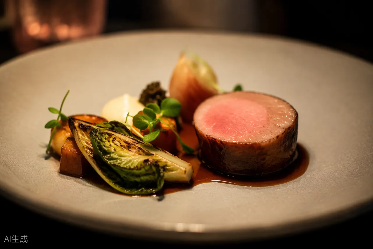 Modern British dish in the style of Oncore by Clare Smyth, Sydney (AI-generated illustration)