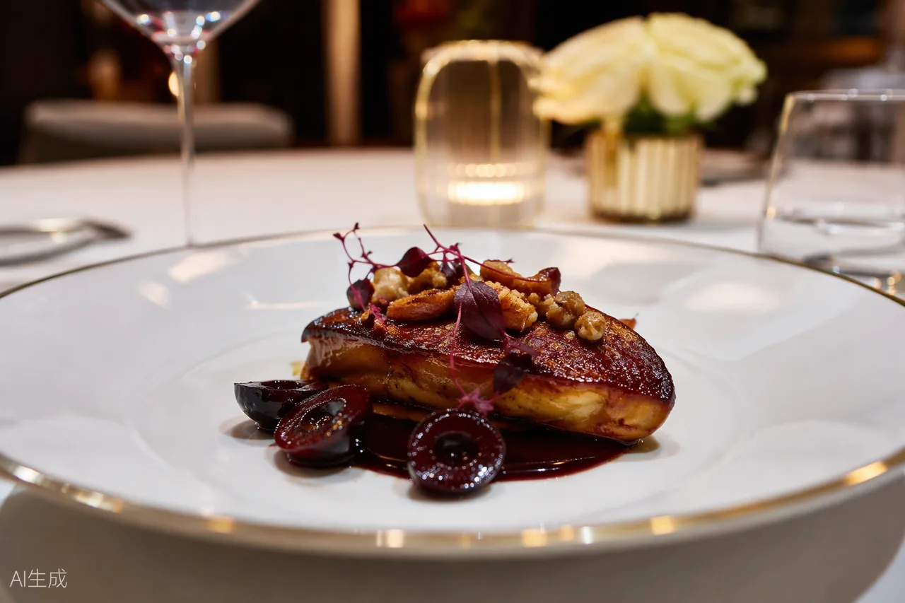 French dish in the style of Pierre Gagnaire, Paris (AI-generated illustration)