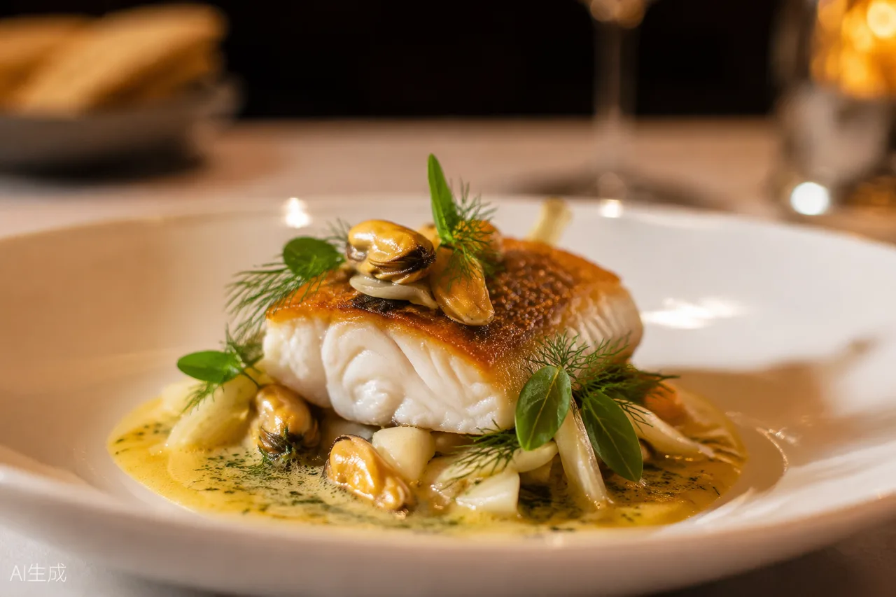 French dish in the style of Plénitude, Paris (AI-generated illustration)