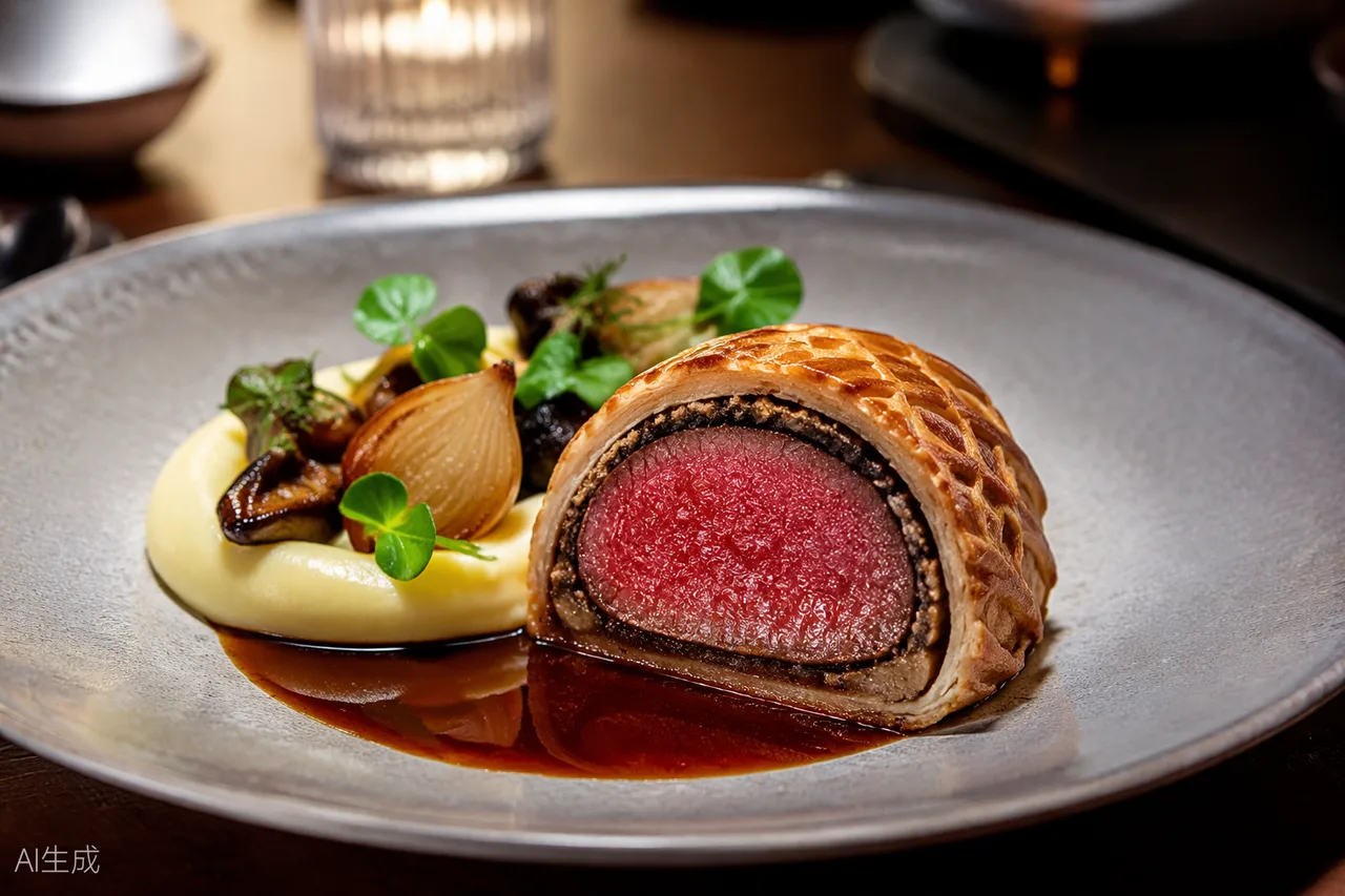 British dish in the style of Restaurant Story, London (AI-generated illustration)