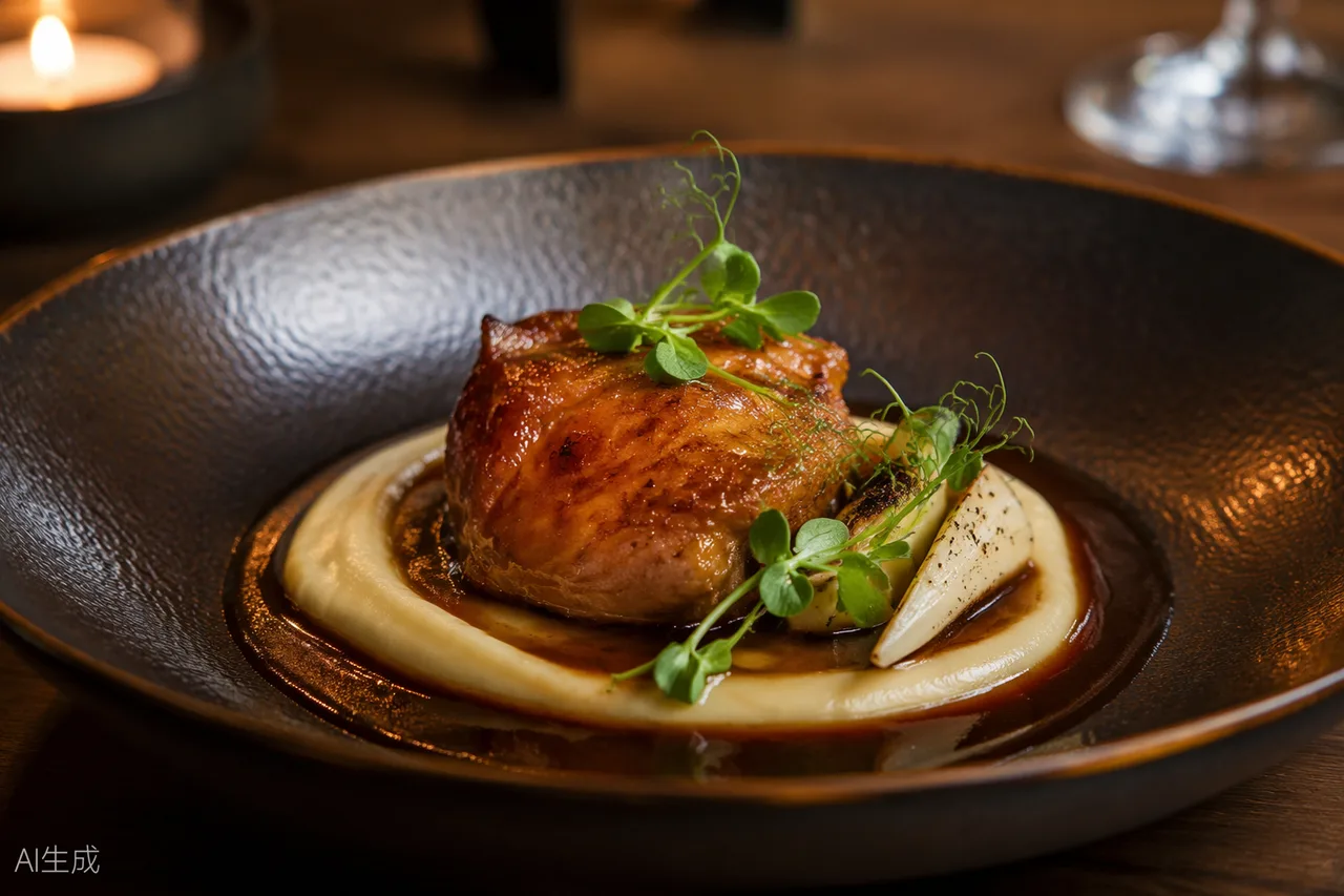 British dish in the style of Row on 5, London (AI-generated illustration)