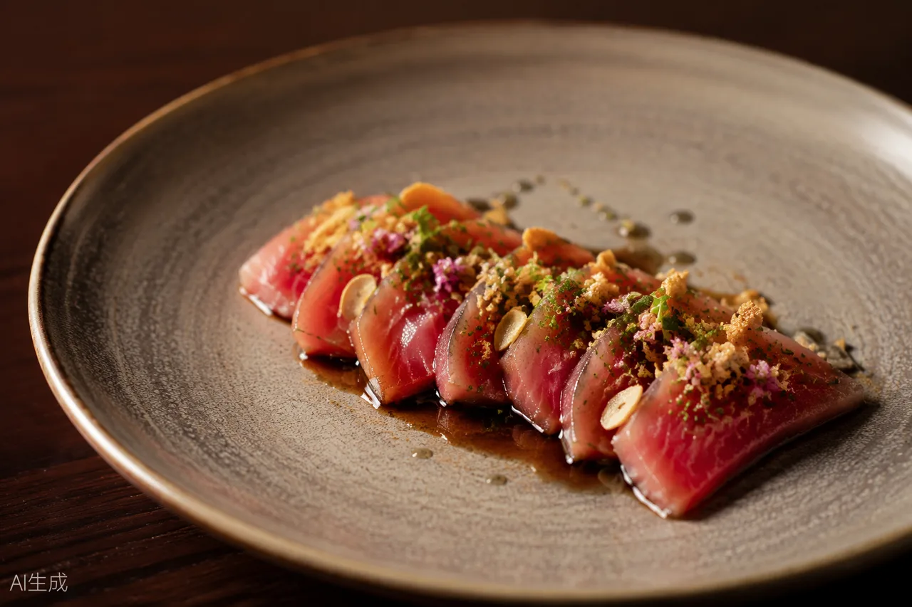 Japanese dish in the style of Sushi Sho, New York (AI-generated illustration)