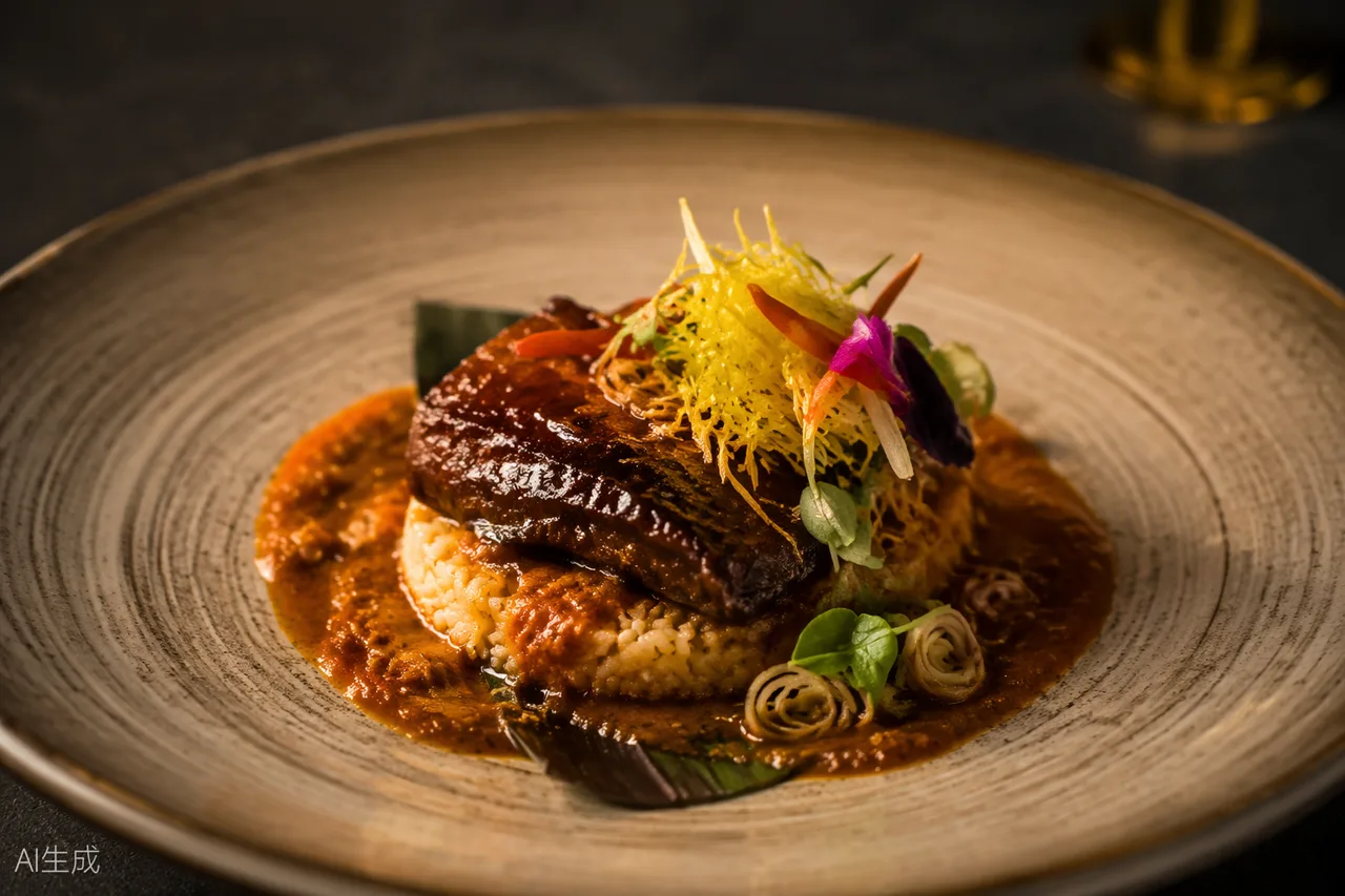Malaysian dish in the style of Terra Dining, Kuala Lumpur (AI-generated illustration)