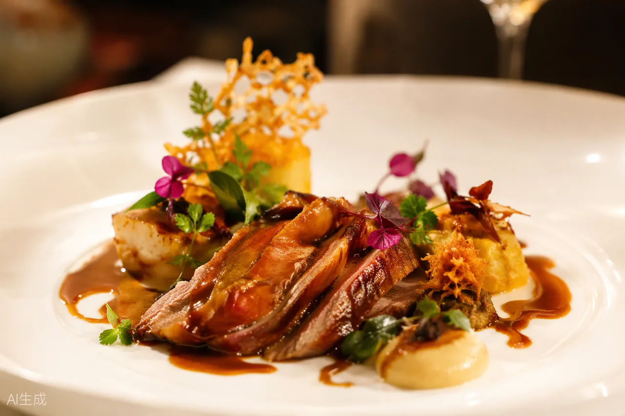 French-Malayan dish in the style of The White Label, Singapore (AI-generated illustration)