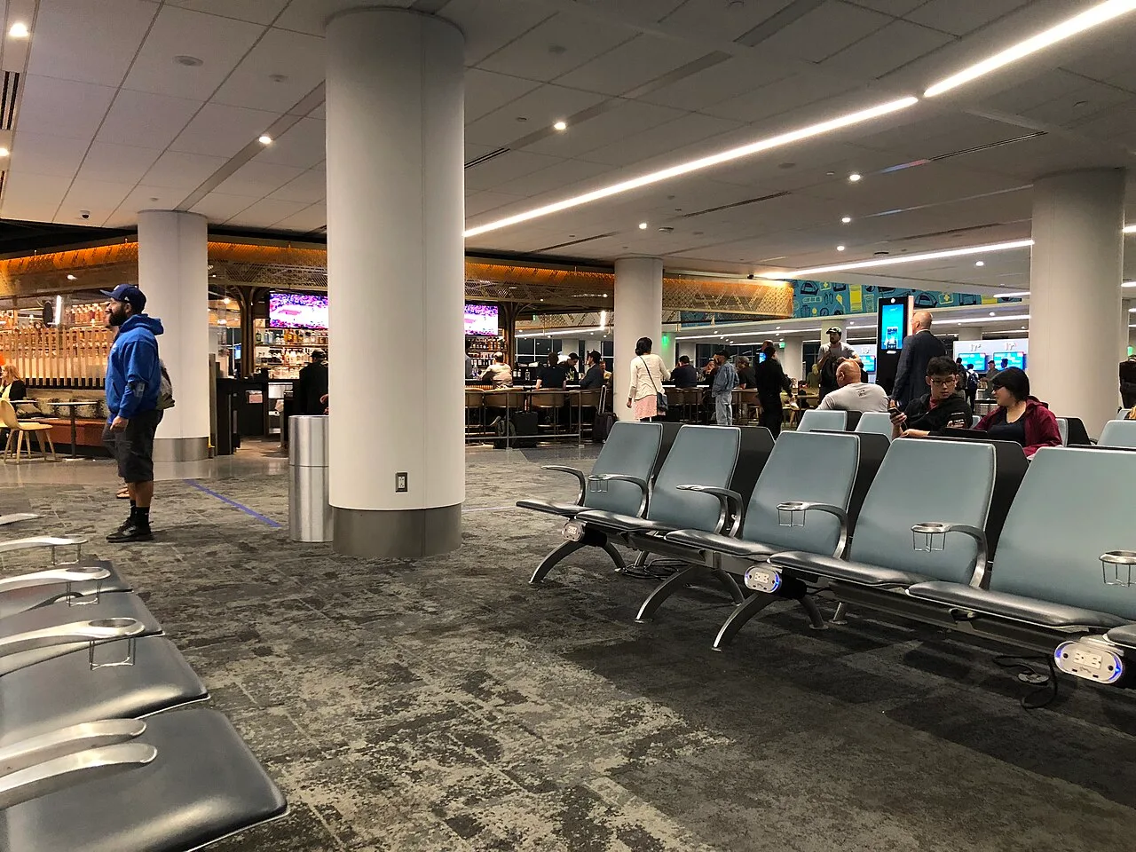 International airport terminal — LAX Tom Bradley serves most long-haul departures.