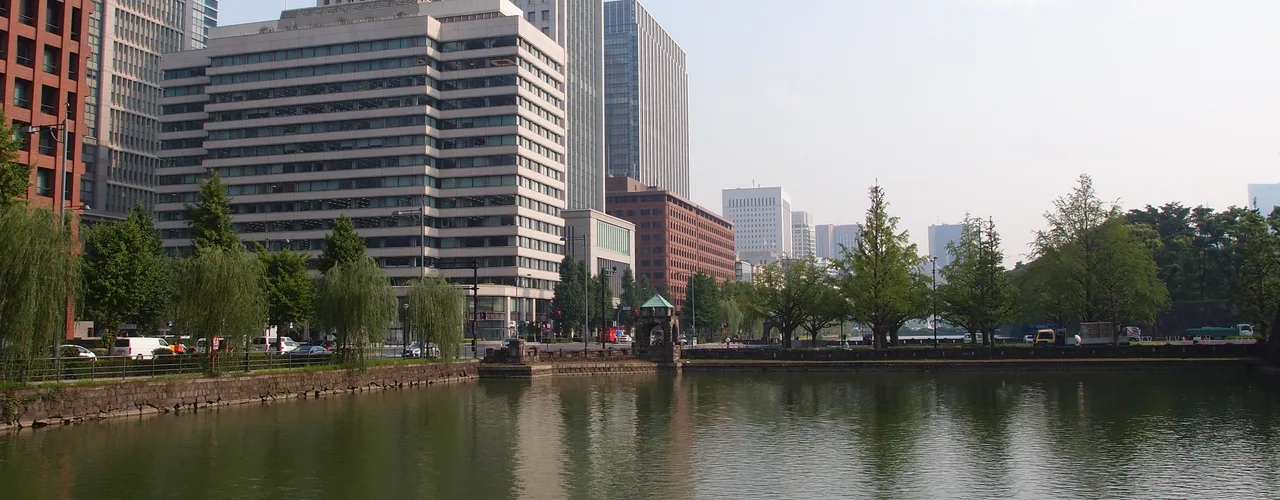 Imperial Palace moat and walls in central Tokyo