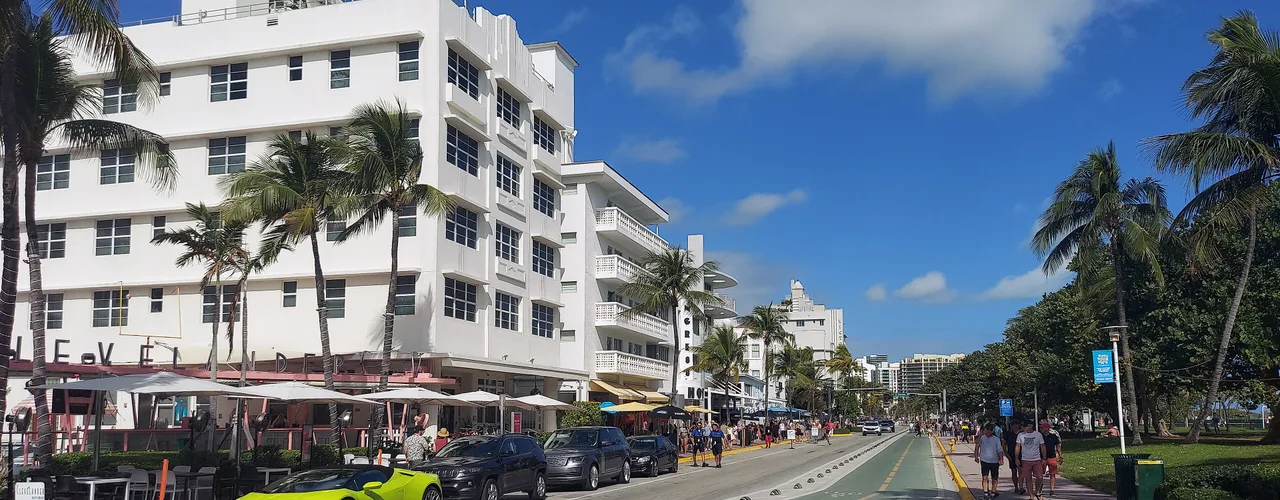 Ocean Drive and Art Deco hotels along South Beach