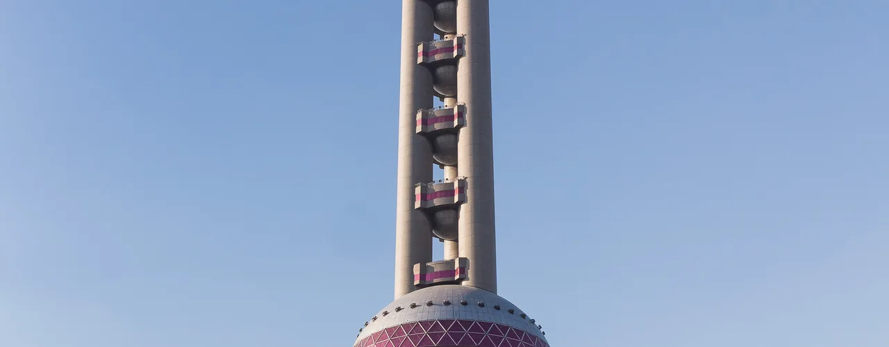 Oriental Pearl Tower rising above Lujiazui in Shanghai