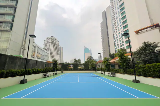 Hard courts at the AYANA Midplaza Jakarta tennis complex