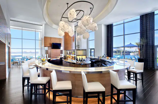 Hilton San Diego Bayfront, San Diego — exterior and approach