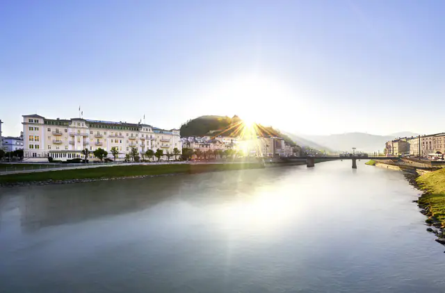 Hotel Sacher Salzburg, Salzburg — exterior and approach