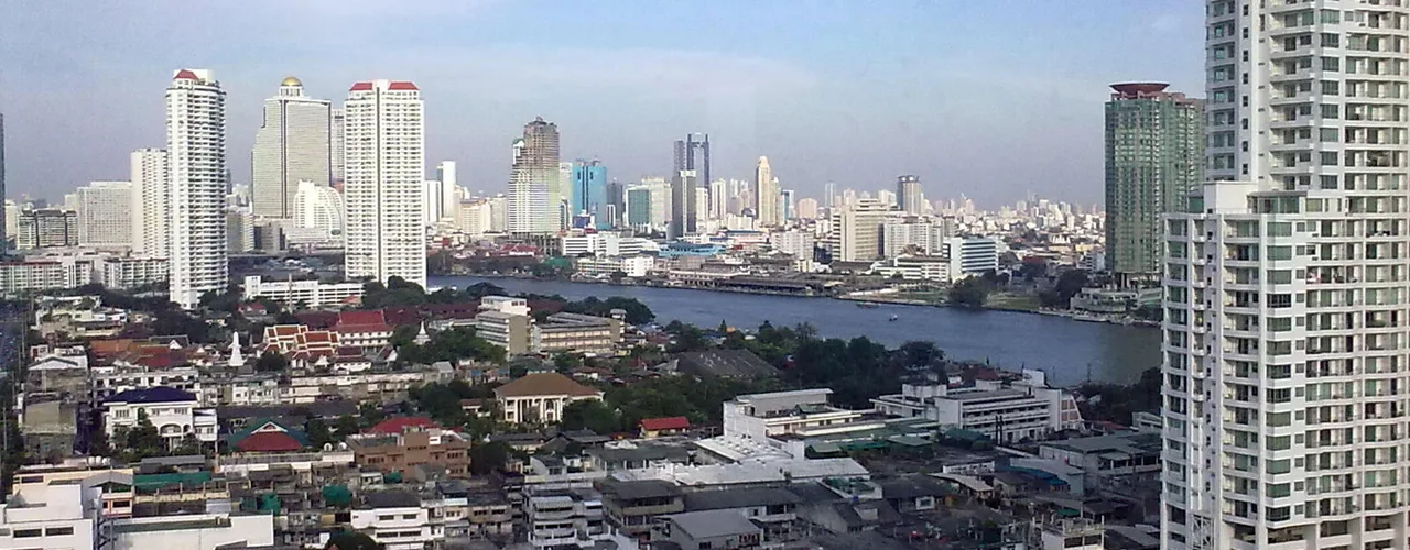 Bangkok skyline along the Chao Phraya River