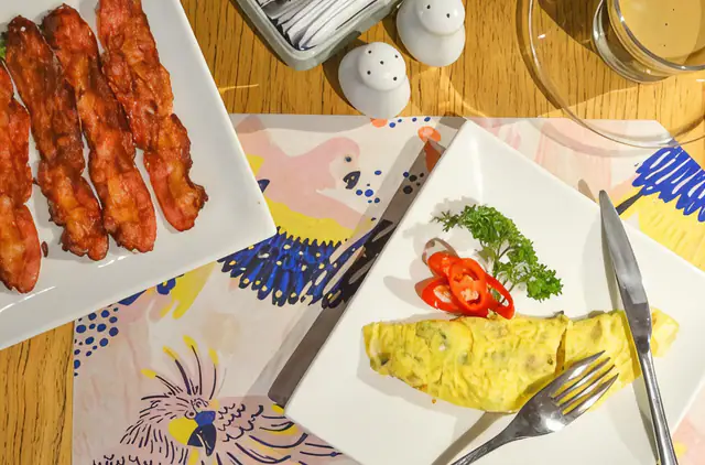 Cooked breakfast plates at Tijili Hotel Seminyak