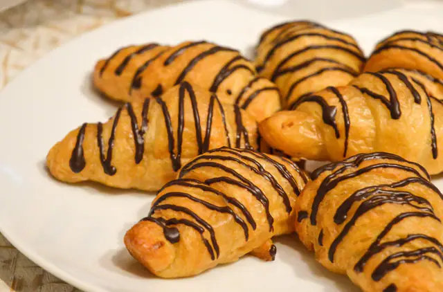 Chocolate croissants at the Tijili Hotel Seminyak bakery counter