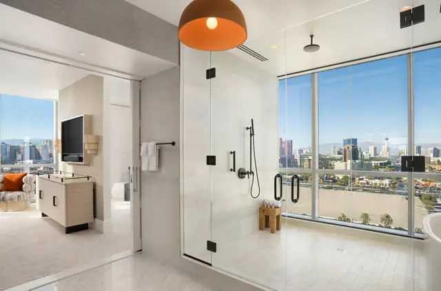Virgin Hotels Las Vegas, Las Vegas — exterior and approach