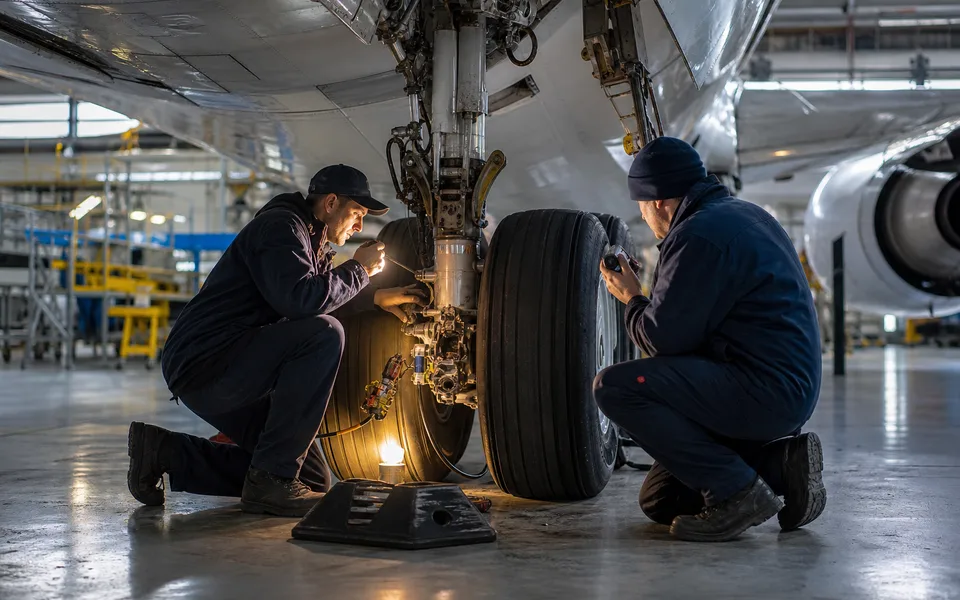 Aircraft maintenance inspection in a hangar — safest airlines ranking (AI-generated illustration)